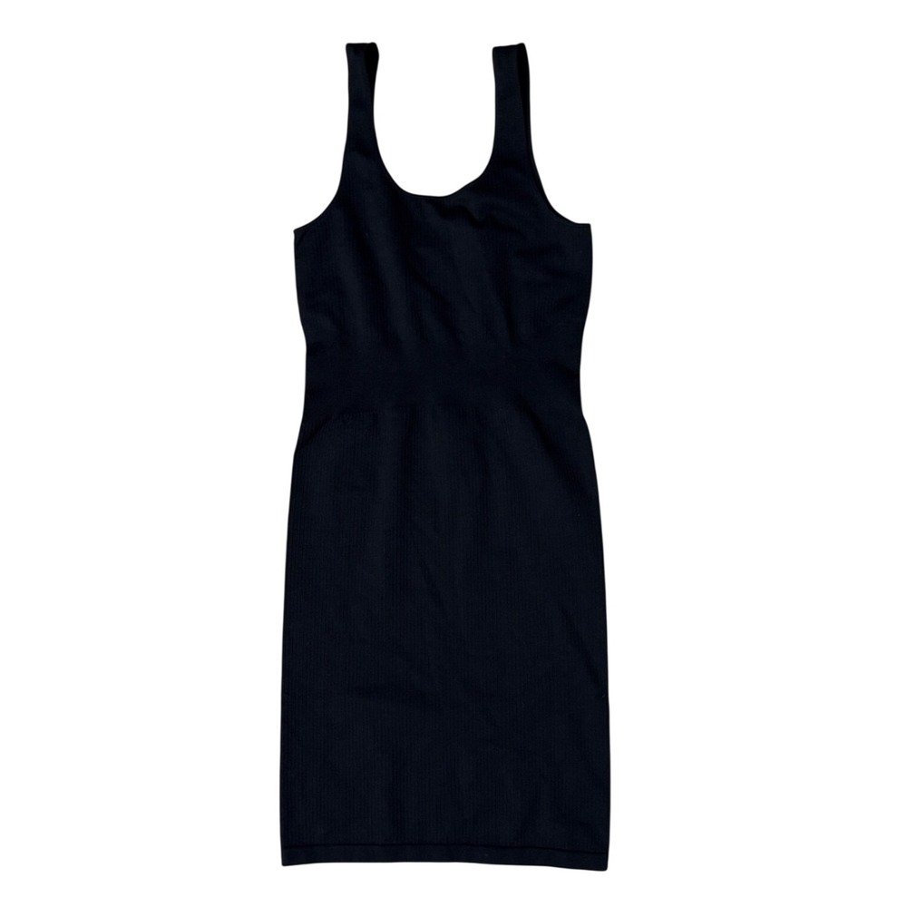 Balance Athletica Womens Black Ribbed Sleeveless Scoop‎ Neck Bodycon Dress Small